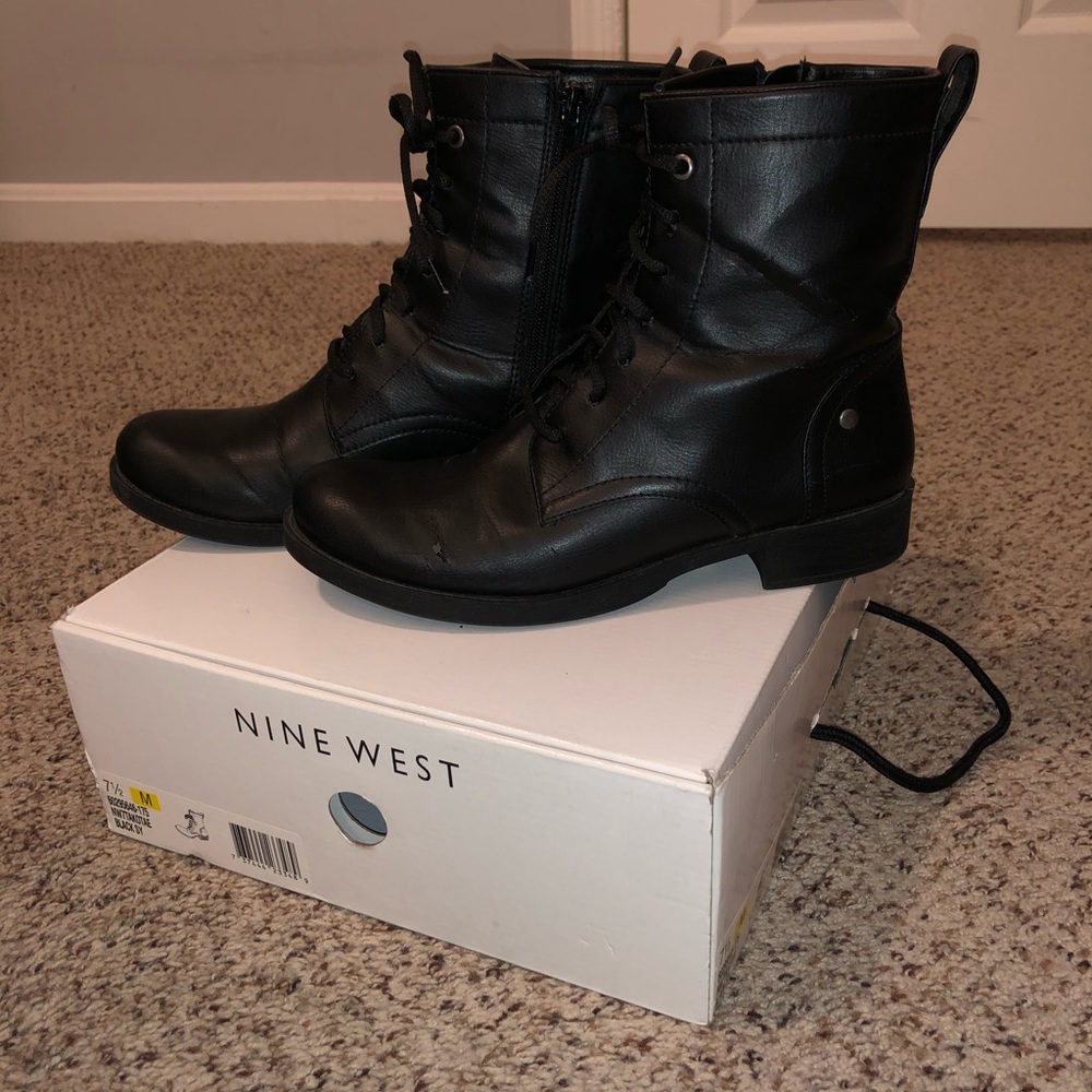 Black Nine West Takotae Combat Boots